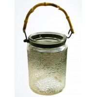 Vaso de Vidro Verde e Bambu Vaso de Vidro Verde e Bambu